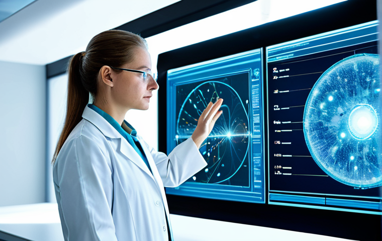 A thoughtful, fully clothed female professional scientist in a modest lab coat, meticulously observing data on a transparent, holographic display in a clean, brightly lit modern research laboratory. Her pose is natural, with well-formed hands resting gently on a sleek, futuristic console. The background features subtle, abstract visual representations of invisible gas particles and energy flows, conveying the profound influence of unseen phenomena. This image should showcase perfect anatomy, correct proportions, and natural body proportions. Safe for work, appropriate content, family-friendly, professional image, high quality, detailed, photorealistic.