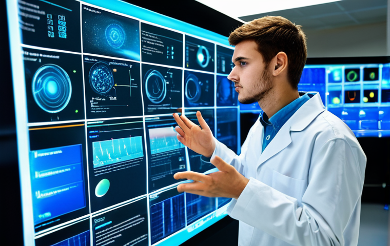 A young adult student, fully clothed in a professional yet comfortable attire, focusing intently in a modern, well-lit university chemistry laboratory, surrounded by sleek digital screens and high-tech equipment. The student is interacting with a holographic projection of complex molecules floating in the air, gesturing as if manipulating them with precision and curiosity. A subtle glow emanates from the holographic display. Professional photography, high detail, sharp focus, vibrant colors, clean aesthetic, perfect anatomy, correct proportions, natural pose, well-formed hands, proper finger count, natural body proportions, safe for work, appropriate content, fully clothed, professional dress, modest clothing, family-friendly.