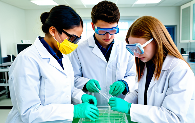 화학 교육의 현황과 전망 - Green Chemistry Innovation**

"A group of students in a bright, modern laboratory, fully clothed in ...