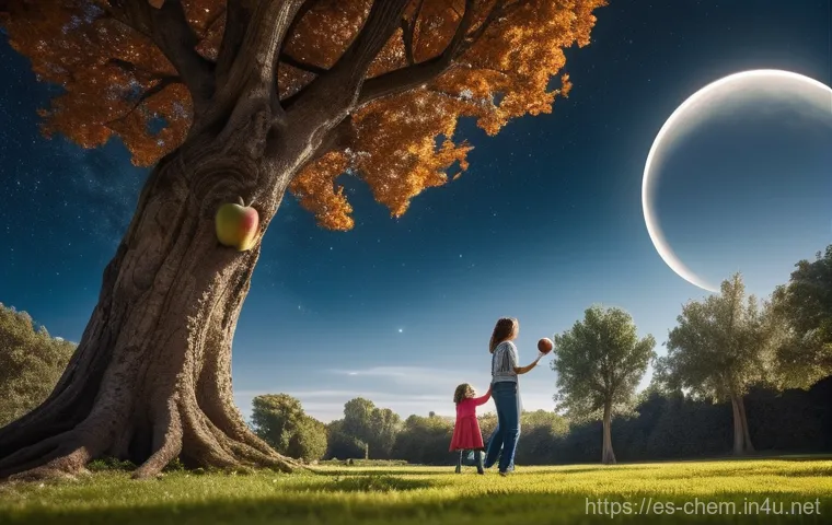 기초 물리학 - **Gravity's Embrace: From Apple to Andromeda**
    "A captivating, high-definition, wide-angle shot ...