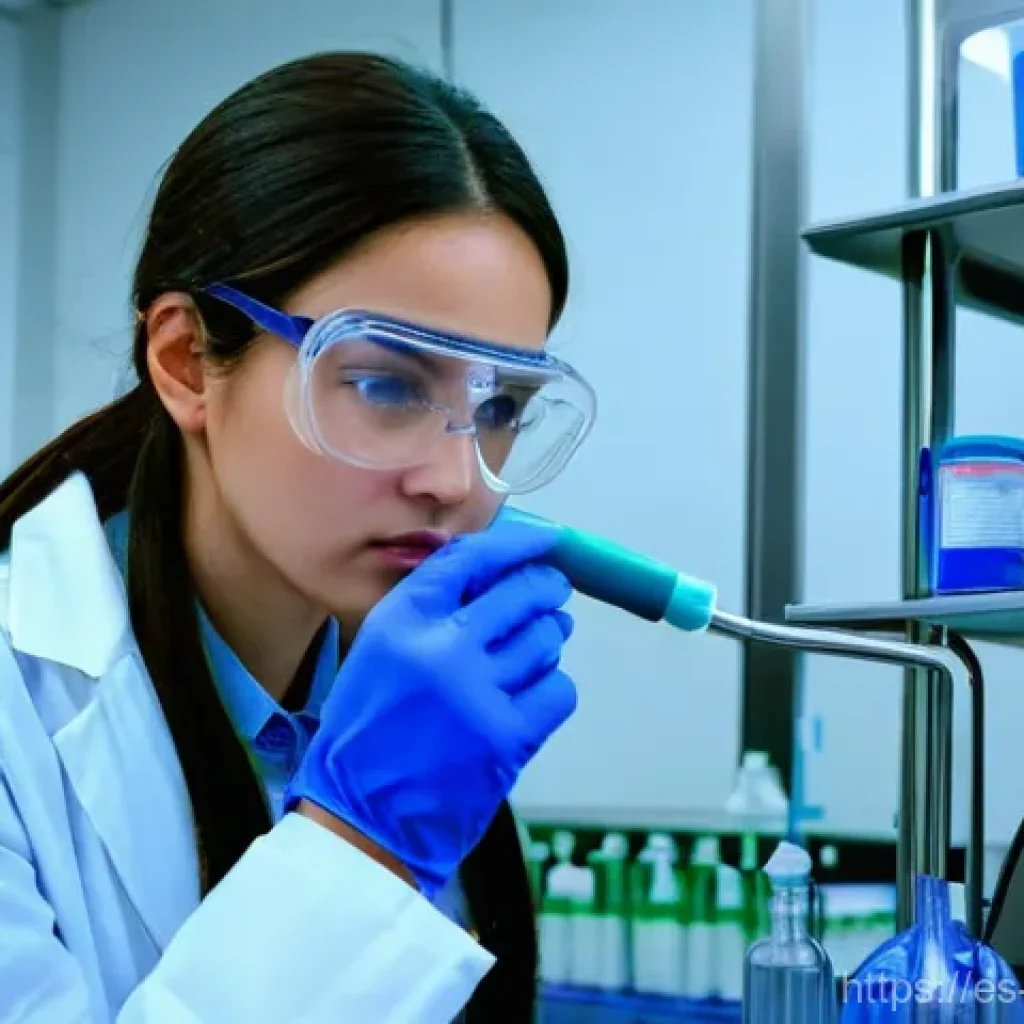 유기화학 실험법 - **Prompt:** "A highly detailed, realistic image of a female organic chemist in her late 20s, with a ...