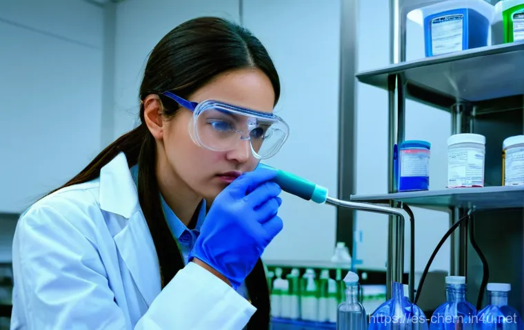 유기화학 실험법 - **Prompt:** "A highly detailed, realistic image of a female organic chemist in her late 20s, with a ...