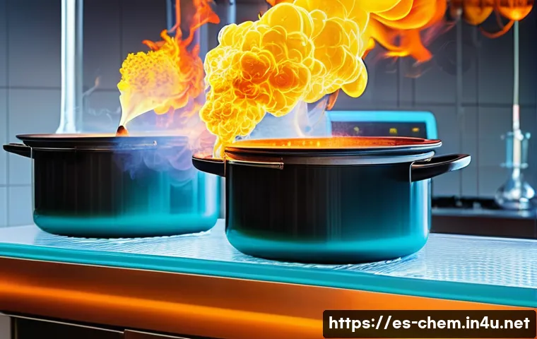 에너지와 화학반응 - A detailed scientific illustration of an exothermic chemical reaction, specifically the combustion o...