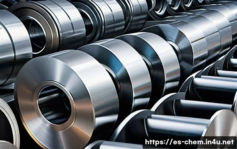 기초 무기화학 - A highly detailed scientific illustration of metallic alloys used in modern industry, focusing on a ...